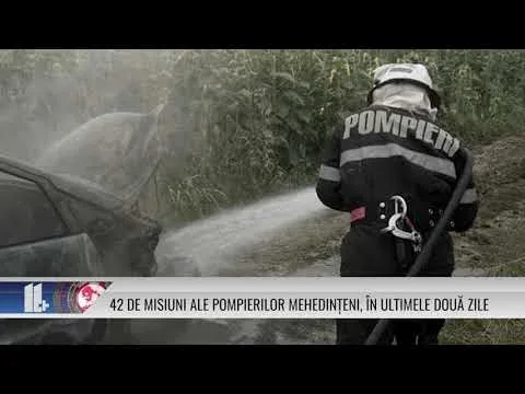 42 DE MISIUNI ALE POMPIERILOR MEHEDINȚENI, ÎN ULTIMELE DOUĂ ZILE