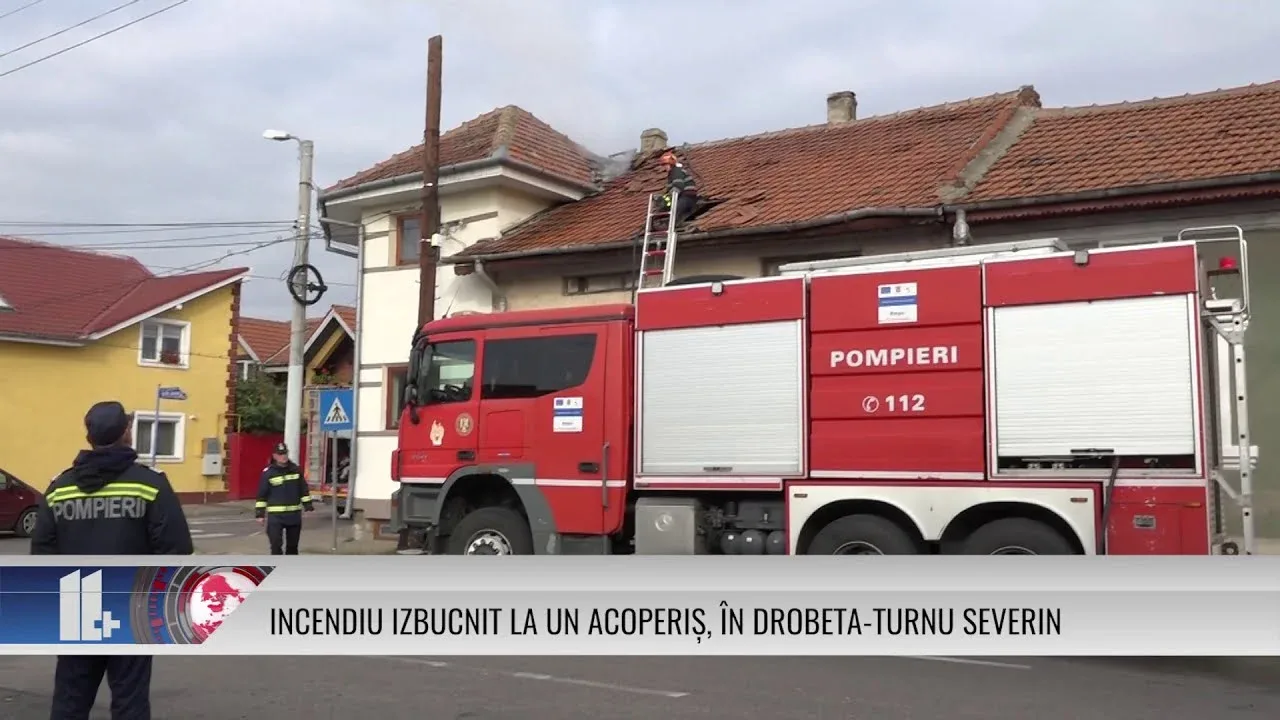 INCENDIU IZBUCNIT LA UN ACOPERIȘ, ÎN DROBETA TURNU SEVERIN