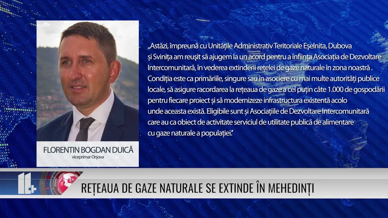 REȚEAUA DE GAZE NATURALE SE EXTINDE ÎN MEHEDINȚI