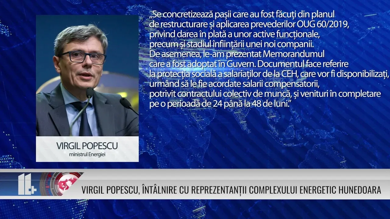 VIRGIL POPESCU, ÎNTALNIRE CU REPREZENTANȚII COMPLEXULUI ENERGETIC HUNEDOARA