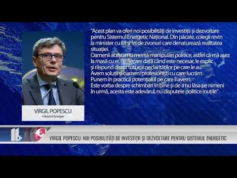 VIRGIL POPESCU NOI POSIBILITĂȚI DE INVESTIȚII ȘI DEZVOLTARE PENTRU SISTEMUL ENERGETIC