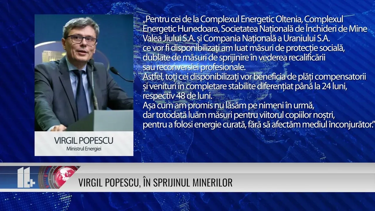 VIRGIL POPESCU, ÎN SPRIJINUL MINERILOR