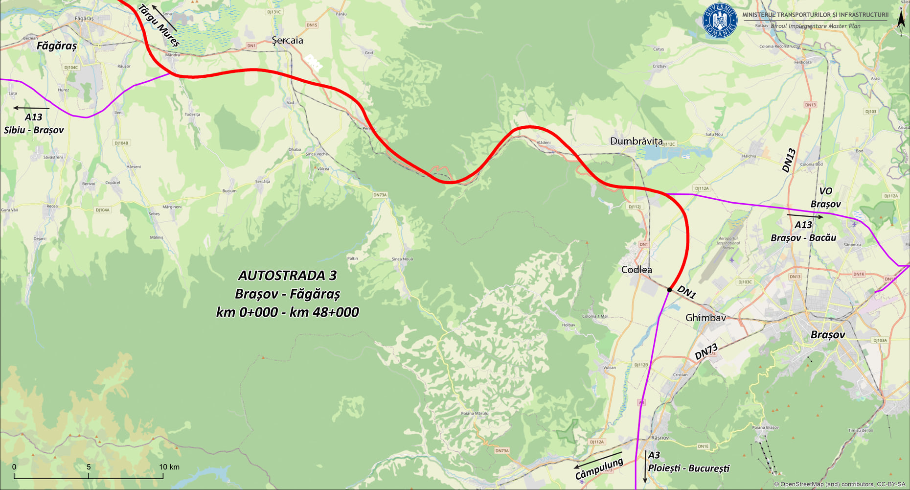 PROIECTAREA AUTOSTRĂZII FĂGĂRAȘ-BRAȘOV, O INVESTIȚIE CARE FUSESE ABANDONATĂ DE PESTE 10 ANI