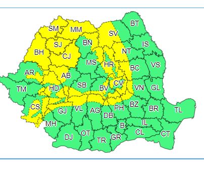 ATENȚIE! Avertizare meteo de cod galben de viscol