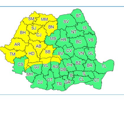 ATENȚIE! Avertizare de cod galben de furtună