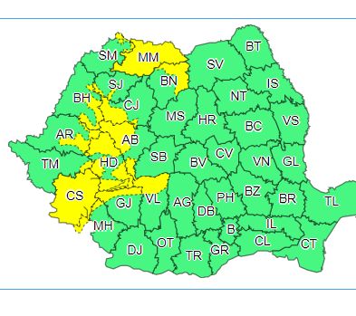 Meteo: Avertizare de cod galben de ploi