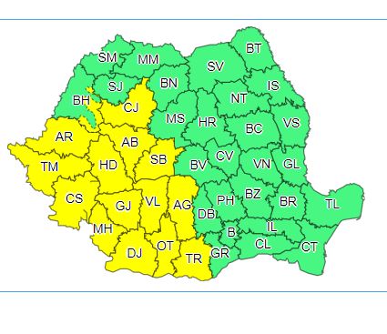 Atenție! Avertizare de cod galben de ploi însemnate cantitativ