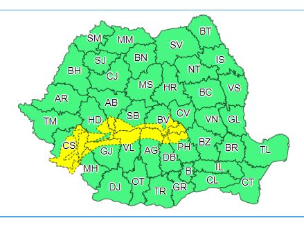 Atenție! Avertizare de cod galben de precipitații mixte, depuneri de polei și ninsori viscolite