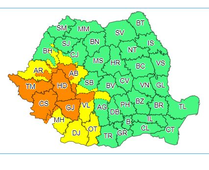 Meteo: Atenție! O nouă avertizare de cod galben și portocaliu de furtuni