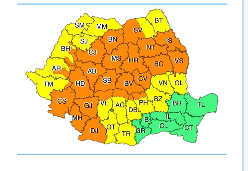 Atenție! Avertizare de cod portocaliu de furtuni pentru Mehedinți