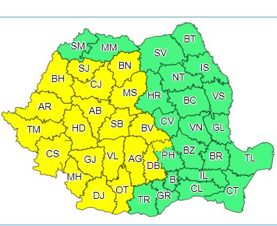 Atenție! Avertizare de cod galben de instabilitate atmosferică
