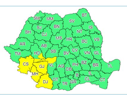 Atenție! Avertizare de cod galben de instabilitate atmosferică