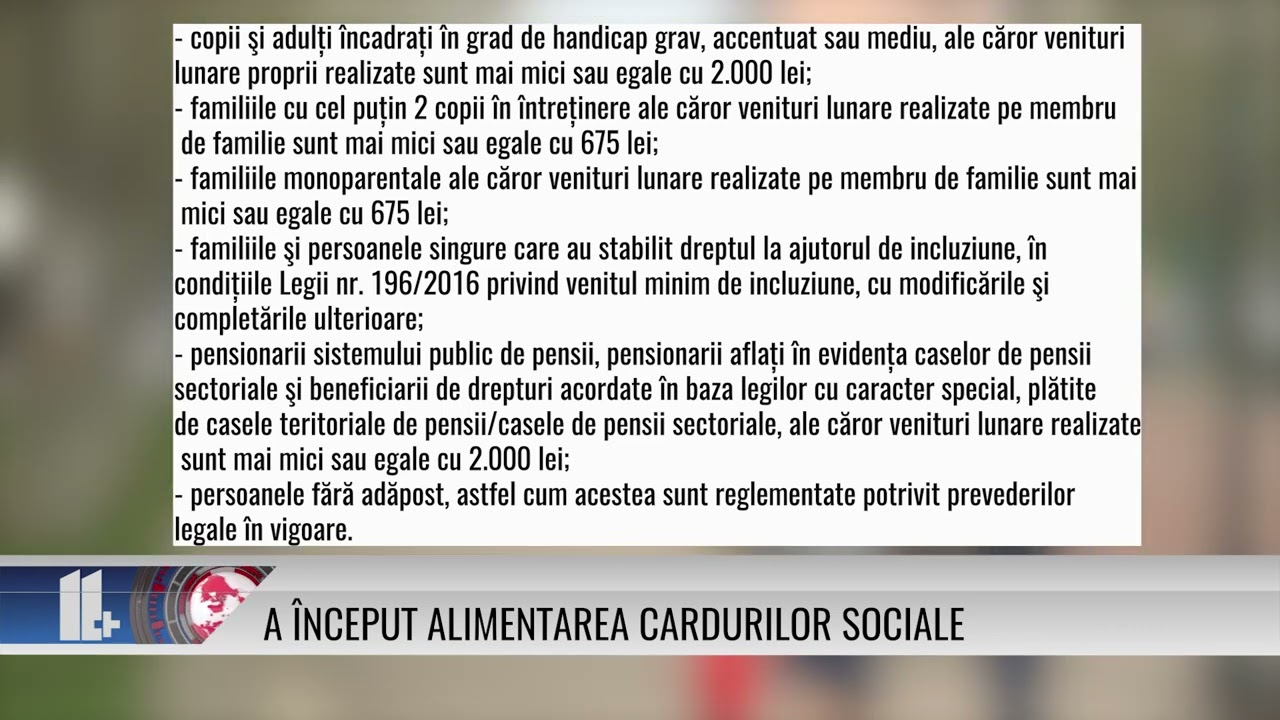 A început alimentarea cardurilor sociale