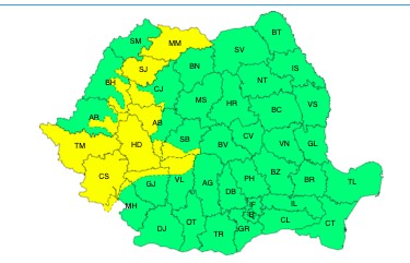 Meteo: Atenție! Avertizare de cod galben de instabilitate atmosferică și cantități însemnate de apă