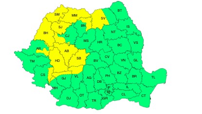 Atenție! Avertizare de cod galben de instabilitate atmosferică temporar accentuată