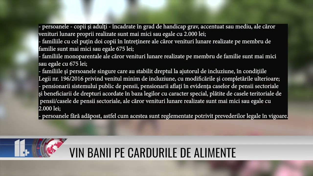 Vin banii pe cardurile de alimente