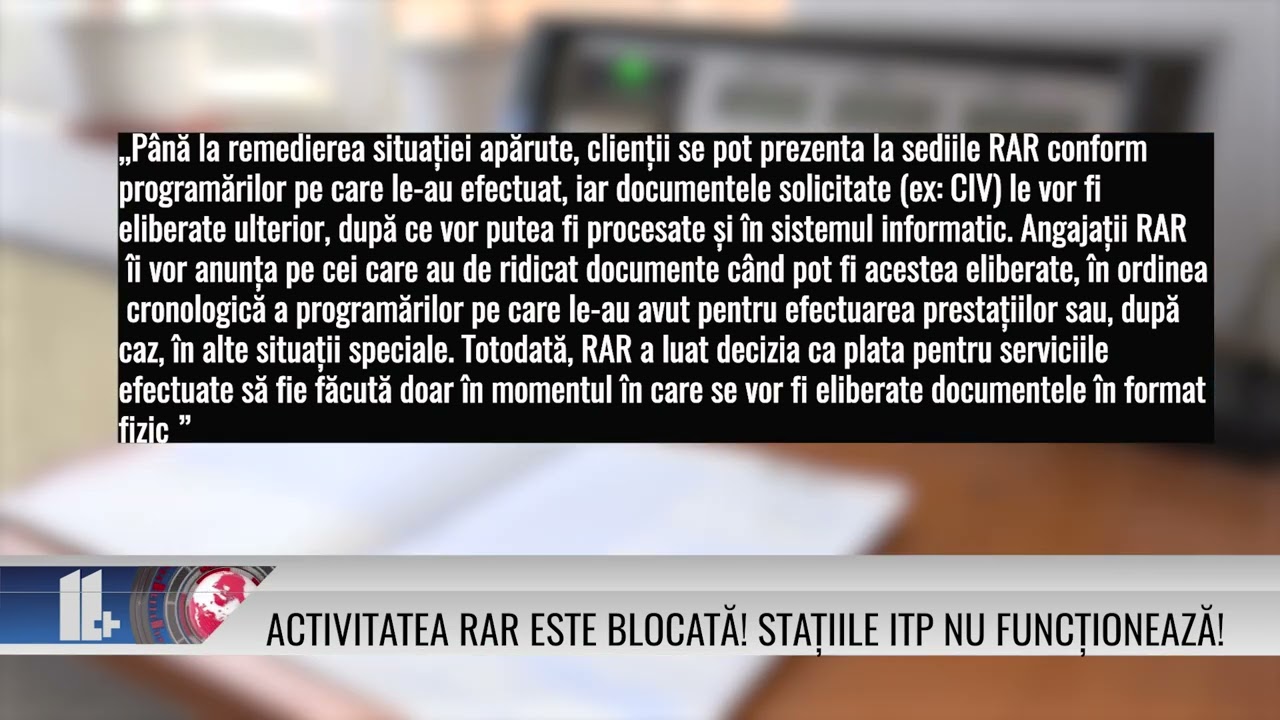 Activitatea RAR este blocată! Stațiile ITP nu funcționează!