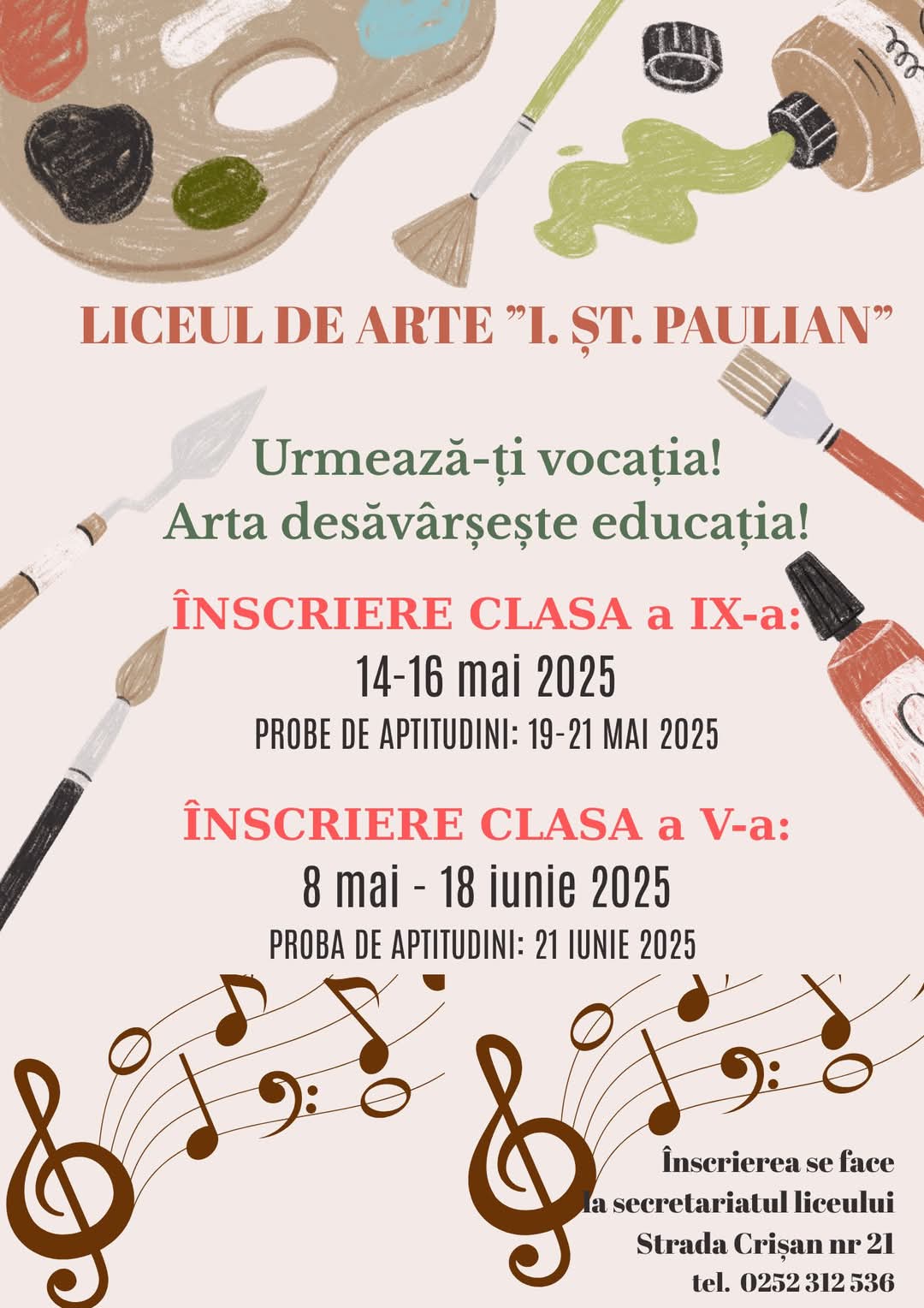 Liceul de Arte „I. Șt. Paulian”, în cautare de noi elevi!