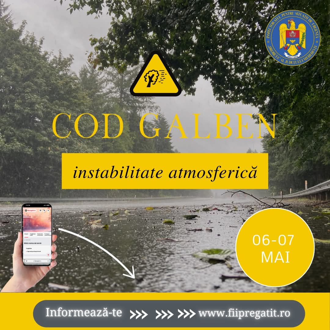 Cod Galben de vreme rea, în Mehedinți!