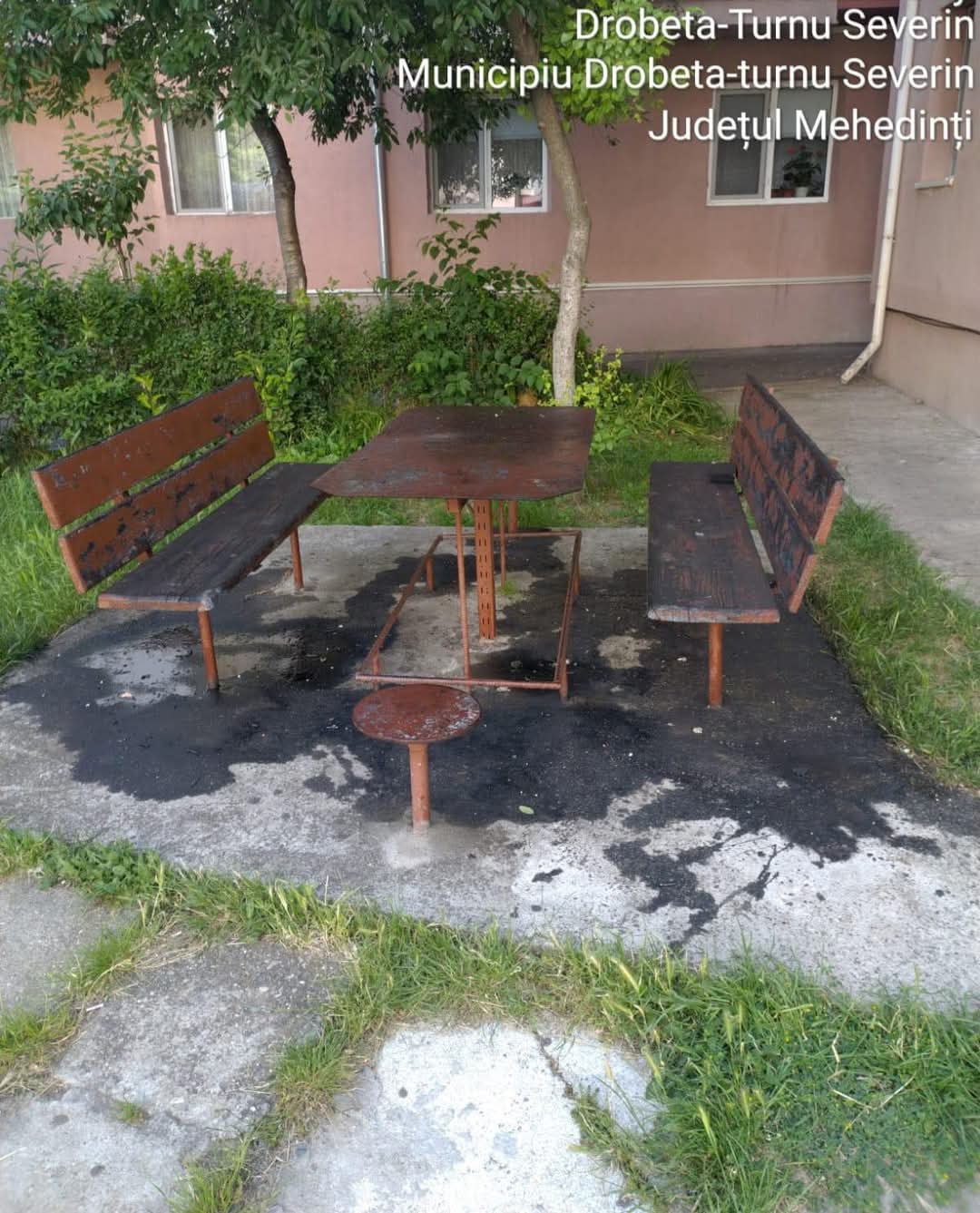 A „vopsit” banca cu ulei pentru a scăpa de vizitatorii gălăgioși!