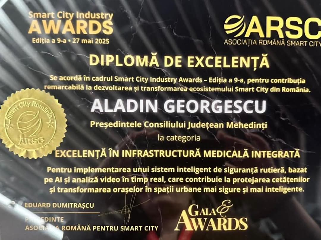 Consiliul Județean Mehedinți a câștigat premiul pentru excelență în infrastructura medicală integrată!