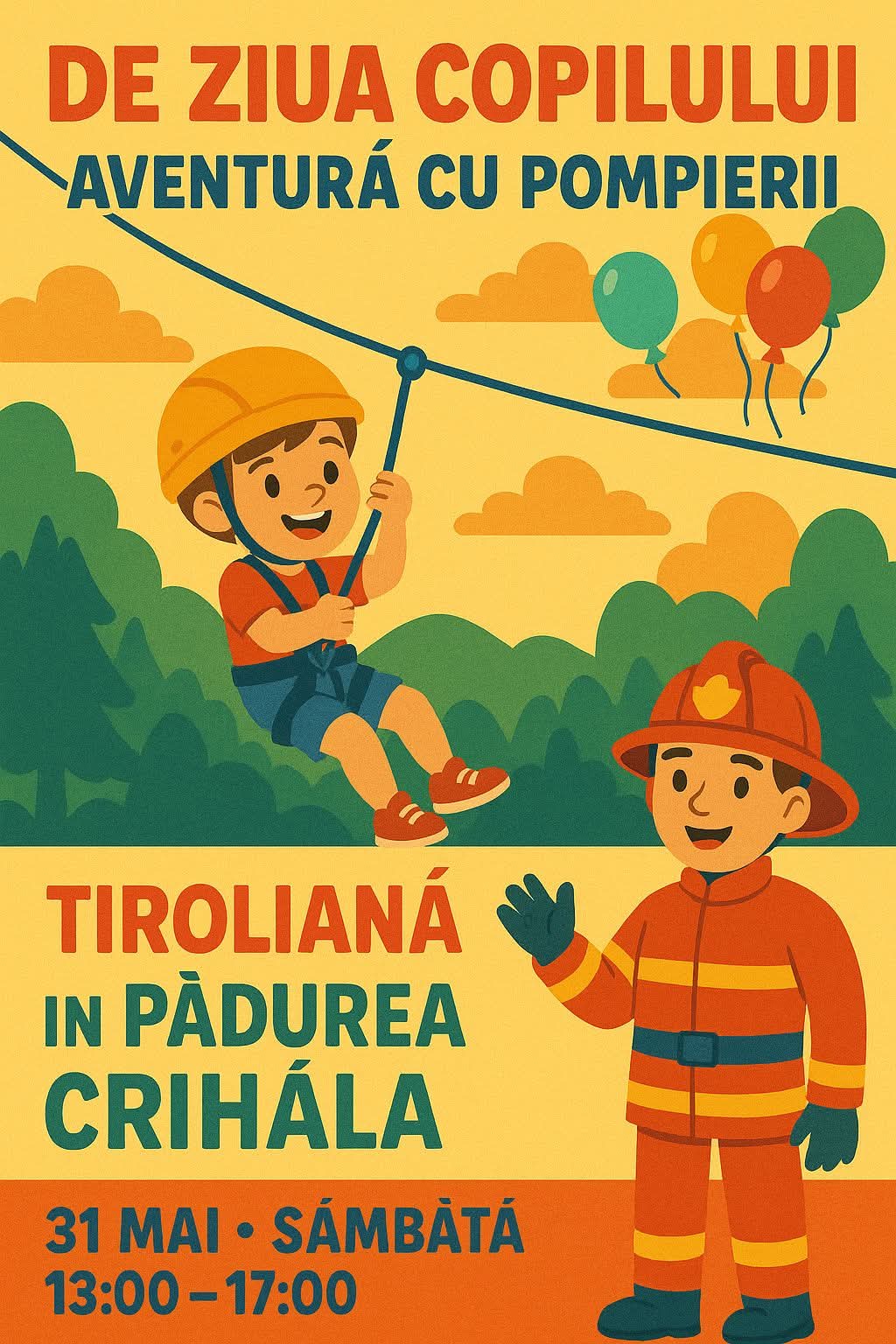 De 1 iunie, tiroliană în Pădurea Crihala